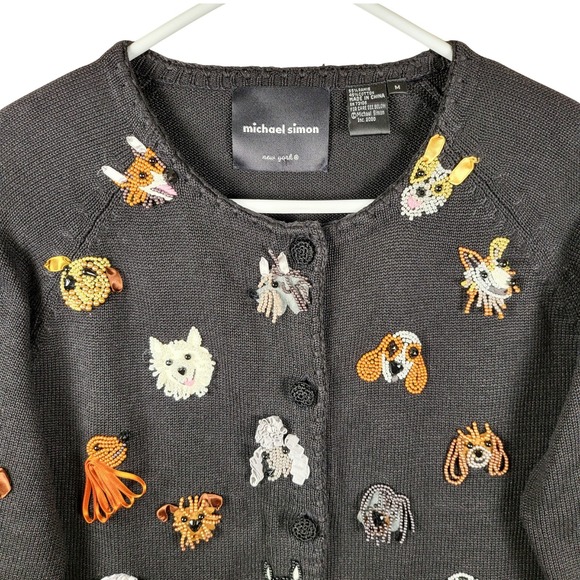Michael Simon Dog Sweater Beaded 3D‎ MINT CONDITION Size Medium, Black - Picture 4 of 16